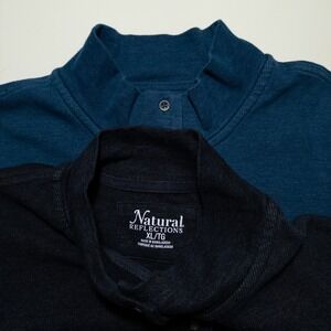 Natural Reflections Shirt Lot of 2 Sz XL Gray Blue Mock Neck Henley Long Sleeve